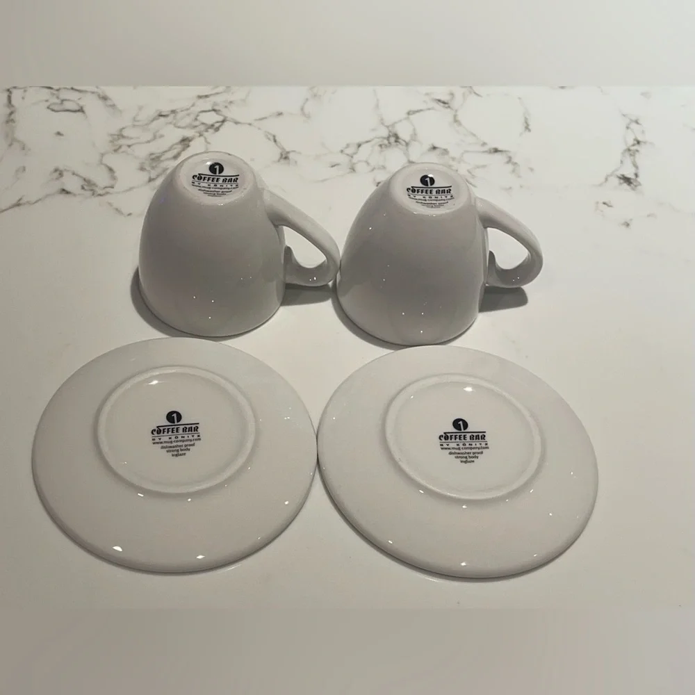 Konitz Coffee Bar Espresso Cups and Saucers 2 oz. New, Never Used.